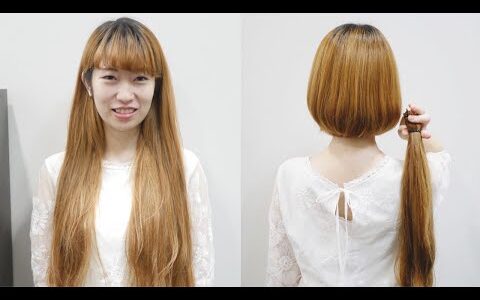 Long To Short  haircut J66 samplever.1 大学生が金髪ロングヘアーをバッサリ断髪しました。