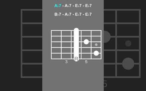 オープンポジションで弾くE♭ブルース/Open Position E♭ Blues【ギターコード進行/Guitar Chord Progression】