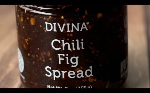 Divina Chili Fig Spread for Cheese Boards or Charcuterie. Slightly spicy, warm and rich tasting.