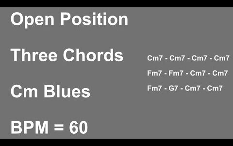 オープンポジションで弾くCmブルース/Open Position Cm Blues【ギターコード進行/Guitar Chord Progression】