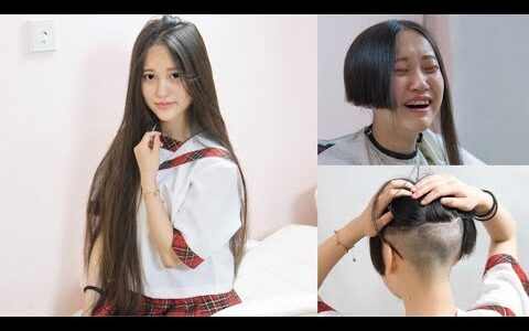 Chinese Beauty Long To Short  cropped haircut  女優が役作りの為に黒髪ロングをバッサリ断髪、刈上げました。