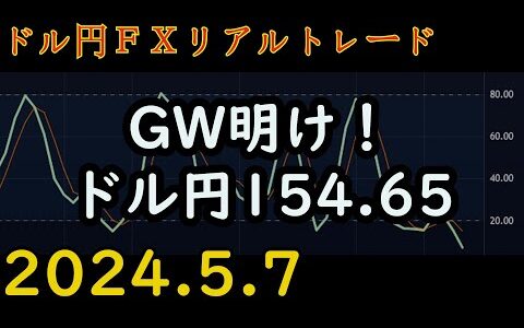 【成功】 利益110円。 【18万円から始める放課後FX】 ボリンジャーバンド とストキャスティクスで、コツコツ短期売買 【FXリアルトレード】  2024.5.7(火)放課後17:15～