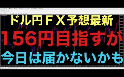 【ドル円FX予想最新】消費者物価指数発表前までは、落ち着いた値動きが続くかもしれないです！156円と156円272を目指す流れになっていると思うので、消費者物価指数までに果たして、到達なるか注目です！