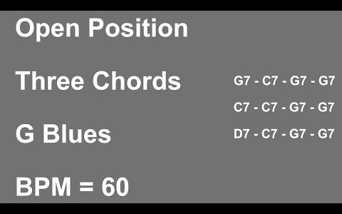 オープンポジションで弾くGブルース/Open Position G Blues【ギターコード進行/Guitar Chord Progression】