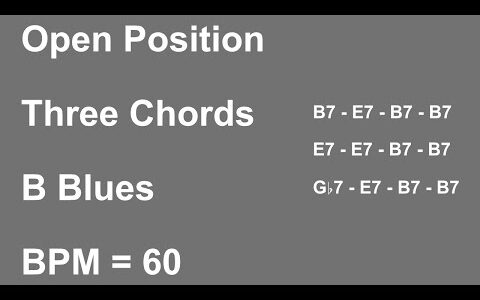 オープンポジションで弾くBブルース/Open Position B Blues【ギターコード進行/Guitar Chord Progression】