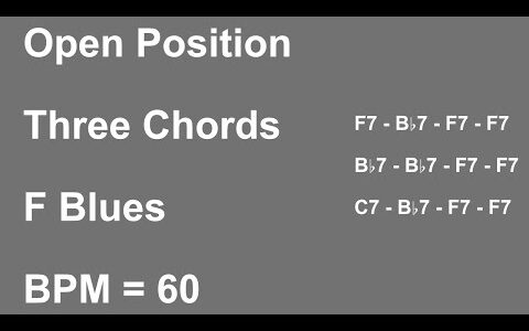 オープンポジションで弾くFブルース/Open Position F Blues【ギターコード進行/Guitar Chord Progression】