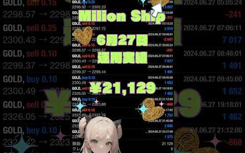 【FX自動売買検証】⛴️ミリオンシップEA⛴️2024/6/27運用実績！ 金虎EA ミリオンシップEA  神の目EA  金獅子EA   投資　不労所得  仮想通貨　BTC WOLF